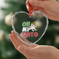 Funny Cinco De Mayo Drunk Cat Heart Crystal Glass Ornament Oh My Gato
