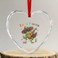 Funny Cinco De Mayo Frog Playing Guitar Heart Crystal Glass Ornament Lets Fiesta