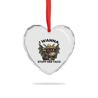 Funny Cinco De Mayo Mothman Heart Crystal Glass Ornament I Wanna Stuff Her Taco