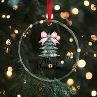 Funny Coquette Merry Xmas Crystal Glass Ornament Pink Bow Xmas Tree TS11