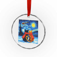 Funny Couples Christmas Crystal Glass Ornament Cats Lover Starry Night - Wonder Print Shop