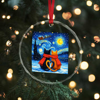 Funny Couples Christmas Crystal Glass Ornament Cats Lover Starry Night - Wonder Print Shop