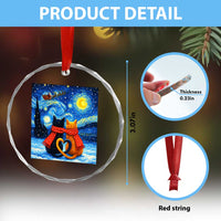 Funny Couples Christmas Crystal Glass Ornament Cats Lover Starry Night TS14