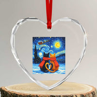 Funny Couples Christmas Heart Crystal Glass Ornament Cats Lover Starry Night - Wonder Print Shop