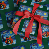 Funny Couples Xmas Wrapping Paper Roll Cats Lover Starry Night - Wonder Print Shop