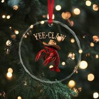 Funny Cowboy Crawfish Crystal Glass Ornament Yee Claw Funny Crawfish Cajun Seafood Festival