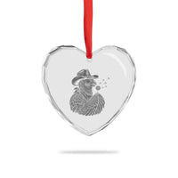 Funny Cowboy Hoatzin Heart Crystal Glass Ornament Blowing Dandelion Western Bird Gift