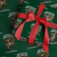 Funny Cowboy Jesus Christmas Wrapping Paper Roll It Is Your Birthday - Wonder Print Shop
