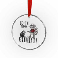 Funny Cowboy Raccoon Opossum Crystal Glass Ornament Go On Now Git - Wonder Print Shop