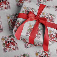 Funny Crab Tropical Summer Vacation Gift Wrapping Paper Roll Striped Summer Beach Vibes