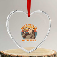 Funny Craft Beer Drinker Monks Heart Crystal Glass Ornament Lifes Better With Beer