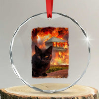 Funny Crazy Cat Selfie Crystal Glass Ornament Bad Kitty Chaos Humor Graphic