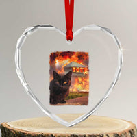 Funny Crazy Cat Selfie Heart Crystal Glass Ornament Bad Kitty Chaos Humor Graphic