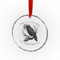 Funny Crow Coffee Crystal Glass Ornament Raven Spooky Halloween Hello Darkness My Old Friend TS10