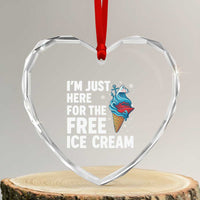 Funny Cruise Heart Crystal Glass Ornament I Am Just Here For The Free Ice Cream - Wonder Print Shop