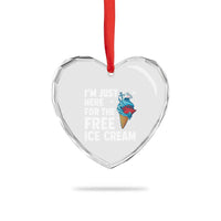 Funny Cruise Heart Crystal Glass Ornament I Am Just Here For The Free Ice Cream - Wonder Print Shop