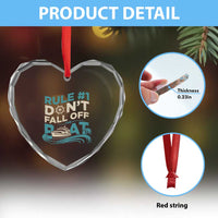 Funny Cruise Ship Heart Crystal Glass Ornament Rule Number One Do Not Fall Off The Boat - Wonder Print Shop