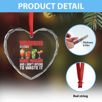 Funny Cruise Ship Heart Crystal Glass Ornament Warning I Bought The Drink Package - Wonder Print Shop