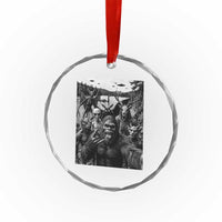 Funny Cryptid Creatures Selfie Crystal Glass Ornament Bigfoot Alien Cryptozoology Fantasy Mythical Monsters