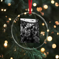 Funny Cryptid Creatures Selfie Crystal Glass Ornament Bigfoot Alien Cryptozoology Fantasy Mythical Monsters