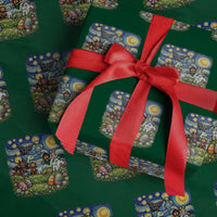 Funny Cryptid Starry Night Easter Wrapping Paper Roll Monster Lover Gift