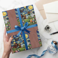 Funny Cryptid Starry Night Easter Wrapping Paper Roll Monster Lover Gift