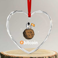 Funny Crypto Investing Heart Crystal Glass Ornament Bitcoin BTC Crypto to the Moon Graphic Featuring Astronaut - Wonder Print Shop