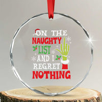Funny Crystal Glass Ornament On The List Of Naughty And I Regret Nothing Xmas TS10