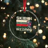 Funny Crystal Glass Ornament Skibidi Rizzmas Rizz Santa Clause Skating Board Xmas Retro Stripe TS10