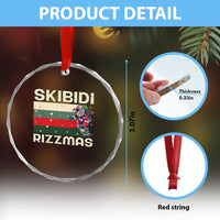 Funny Crystal Glass Ornament Skibidi Rizzmas Rizz Santa Clause Skating Board Xmas Retro Stripe TS10