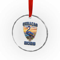 Funny Curacao Flamingo Soccer Lover Crystal Glass Ornament Caribbean Island Gift