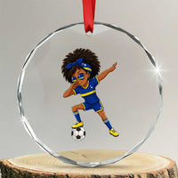 Funny Curacao Soccer Girl Crystal Glass Ornament Dabbing Football Fan Gift