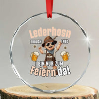Funny Cute Boy Lederhosen Oktoberfest Crystal Glass Ornament Lederhosn I Bin Nur Zum Feiern Da Party TS02