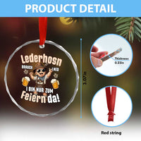 Funny Cute Boy Lederhosen Oktoberfest Crystal Glass Ornament Lederhosn I Bin Nur Zum Feiern Da Party TS02