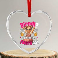 Funny Cute Girl Oktoberfest Heart Crystal Glass Ornament Dirndle I Bin Nur Zum Feiern Da Party - Wonder Print Shop