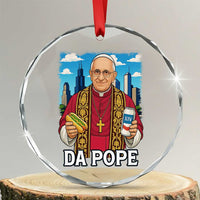 Funny Da Pope Leo XIV Crystal Glass Ornament 267th Pope Chicago Hot Dog and Beer - Wonder Print Shop