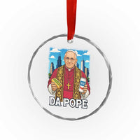 Funny Da Pope Leo XIV Crystal Glass Ornament 267th Pope Chicago Hot Dog and Beer - Wonder Print Shop