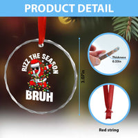 Funny Dabbing Santa Rizz Xmas Crystal Glass Ornament Rizz The Season Bruh Xmas Lights TS02