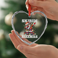 Funny Dabbing Santa Rizz Xmas Heart Crystal Glass Ornament Skibidi Rizzmas Xmas Lights - Wonder Print Shop