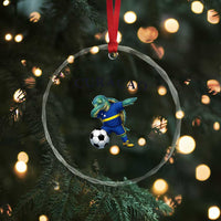 Funny Dabbing Sea Turtle Curaçao Soccer Fan Crystal Glass Ornament Caribbean Pride Graphic
