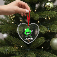 Funny Dabbing Shamrock Heart Crystal Glass Ornament Bruh St. Patrick's Day - Wonder Print Shop