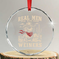 Funny Dachshund Cowboy Crystal Glass Ornament Real Men Play With Their Weiners - Wonder Print Shop