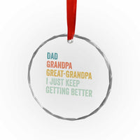 Funny Dad Great Grandpa Crystal Glass Ornament Retro Fathers Day - Wonder Print Shop