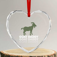 Funny Dad Heart Crystal Glass Ornament Funny Goat Daddy Fathers Day Presents For Goat Lovers