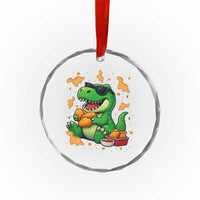 Funny Dinosaur Eating Chicken Nuggets Crystal Glass Ornament Food Lover Gift - Wonder Print Shop