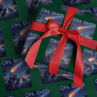 Funny Dinosaur Meteorite Wrapping Paper Roll Astronomy Lover Gift