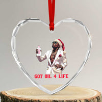 Funny Dirty Hiphop Xmas Heart Crystal Glass Ornament Got Oil 4 Life Diddy Party - Wonder Print Shop