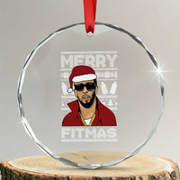 Funny Dirty Santa Diddy Merry Fitmas Crystal Glass Ornament TS11