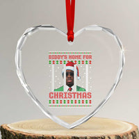 Funny Dirty Xmas Heart Crystal Glass Ornament Diddy's Home For Christmas Diddy Party - Wonder Print Shop