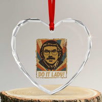 Funny Do It Lady Vintage Heart Crystal Glass Ornament Retro 70s Mustache Guy Meme Parody - Wonder Print Shop